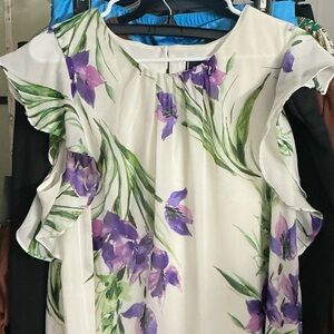 JH Collectibles Cream Midi Dress with Purple Floral Print